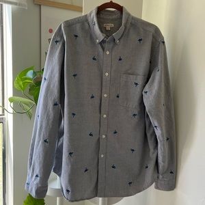 Flamingo Print Causal Long Sleeve Button Down Shirt